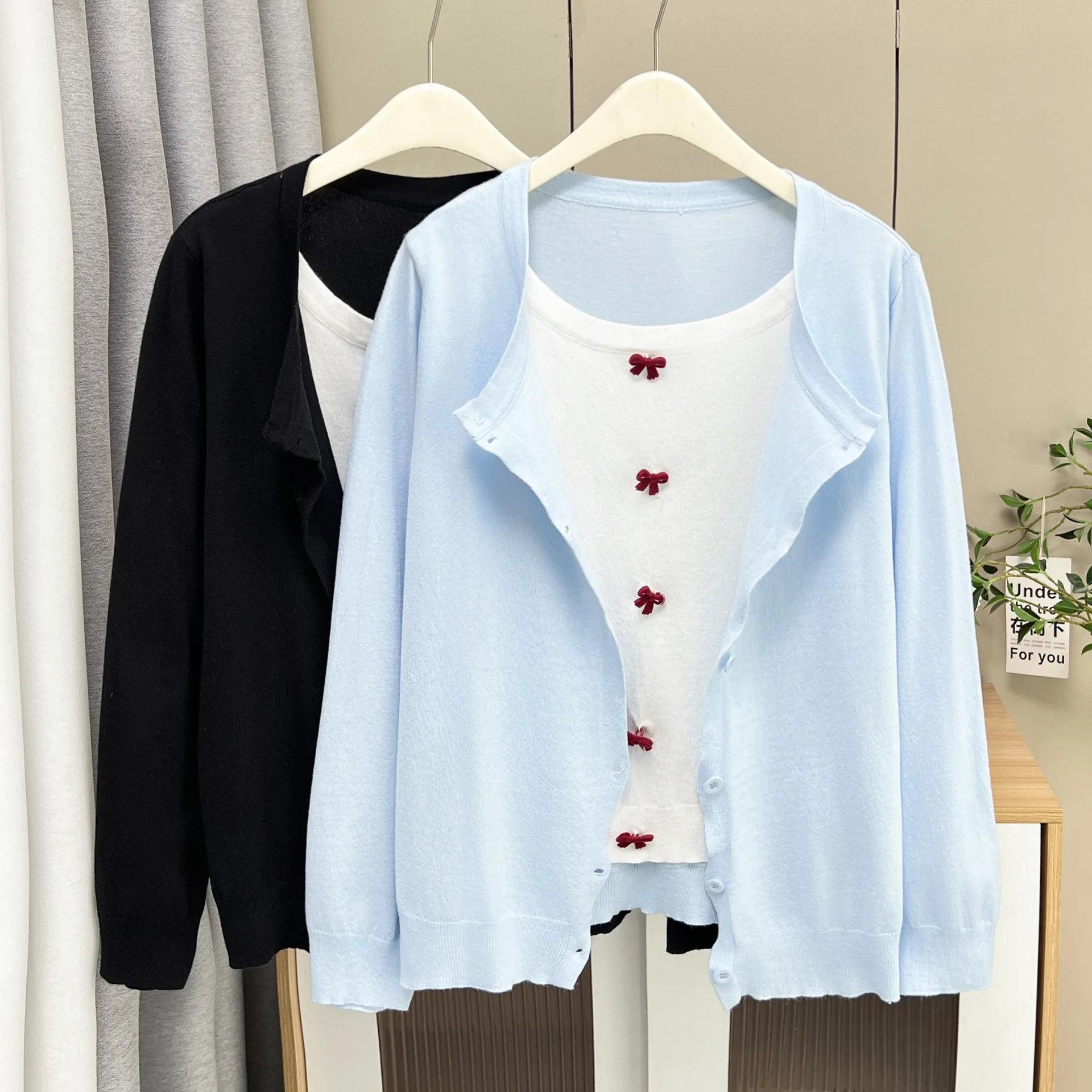 Fashion Plus Size Women's Sweater 2025 Autumn New Casual And Fresh Bow Knot Fake Two Piece Knitted Jumpers 3505