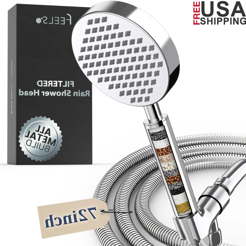 Metaalgefilterde draagbare regendouchekop Hard water Chloorverwijdering Huid- en haargezondheid Verfrissing Langdurig zelfreinigend