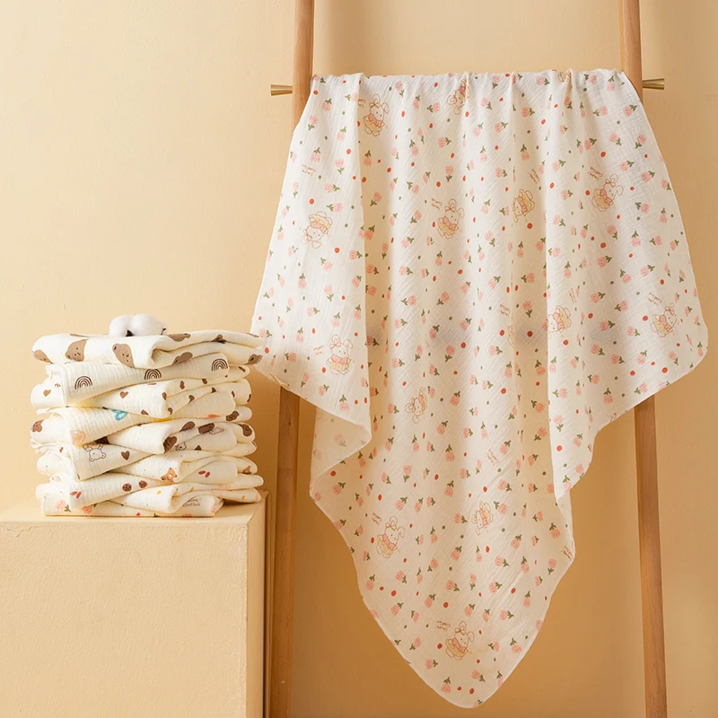 Simple Style Printed Baby Blanket Made of Gauze Material, Newborn Swaddle, Baby Swaddle Blanket, Gauze Wrap, Bedding, Baby Bath Towel, Infant Products