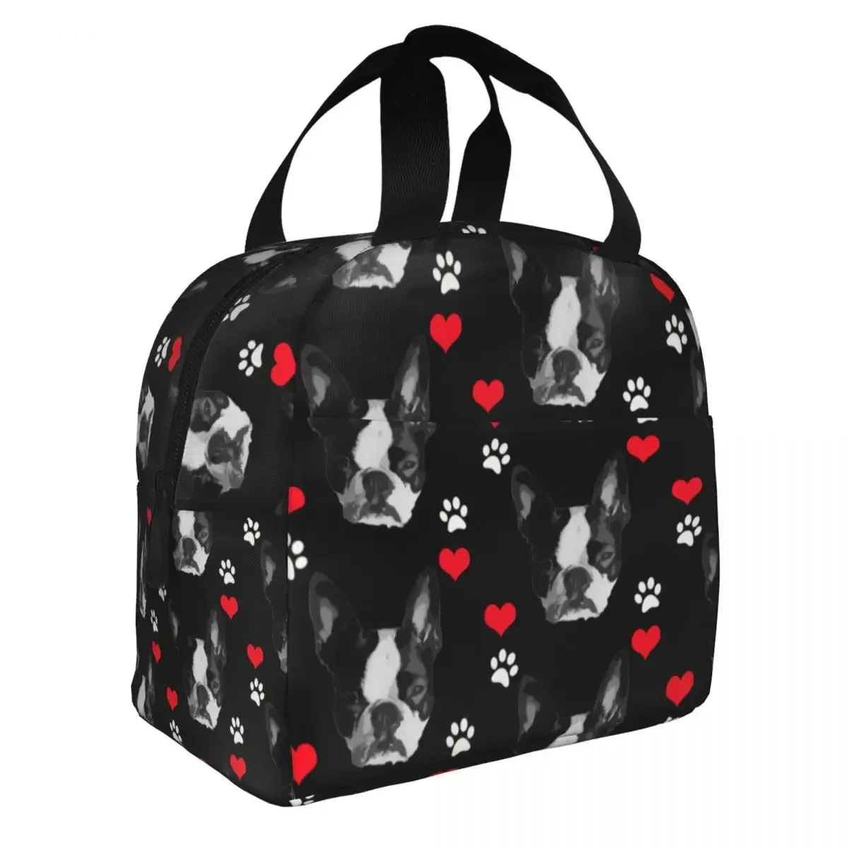 Lunch Bags for Women Kids Adorable Boston Terrier Dog Insulated Cooler Waterproof Picnic Canvas Lunch Box Handbags