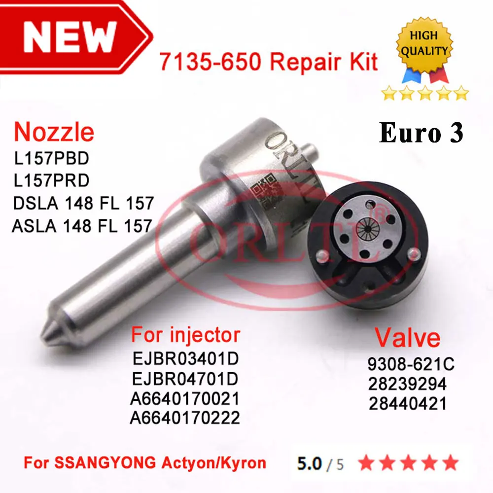 

NOZZLE L157PRD VALVE 9308-621C REPAIR KITS 7135-650 FOR Ssangyong EJBR04701D EJBR03401D A6640170021 6640170221 6640170222 Euro 3