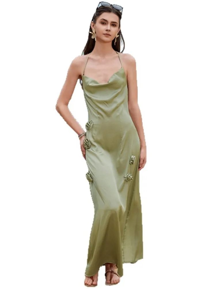 Estate Cover Up Costume da bagno donna Halter Abiti senza maniche Costume da bagno 2026 Nuovo colore solido Beach Holiday Maxi abiti Cover-Up