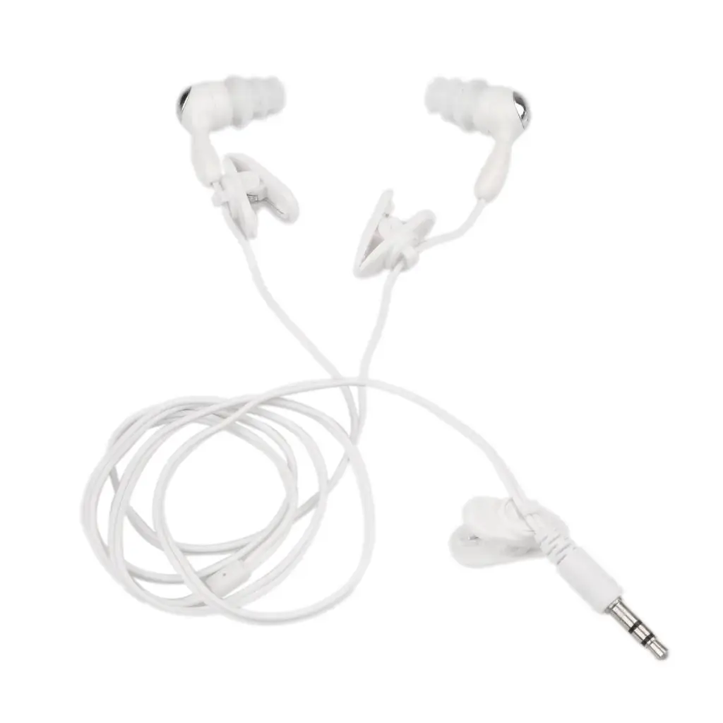 3.5mm AUX Music Waterproof IPX8 Underwater Muisc Earphone Headset White