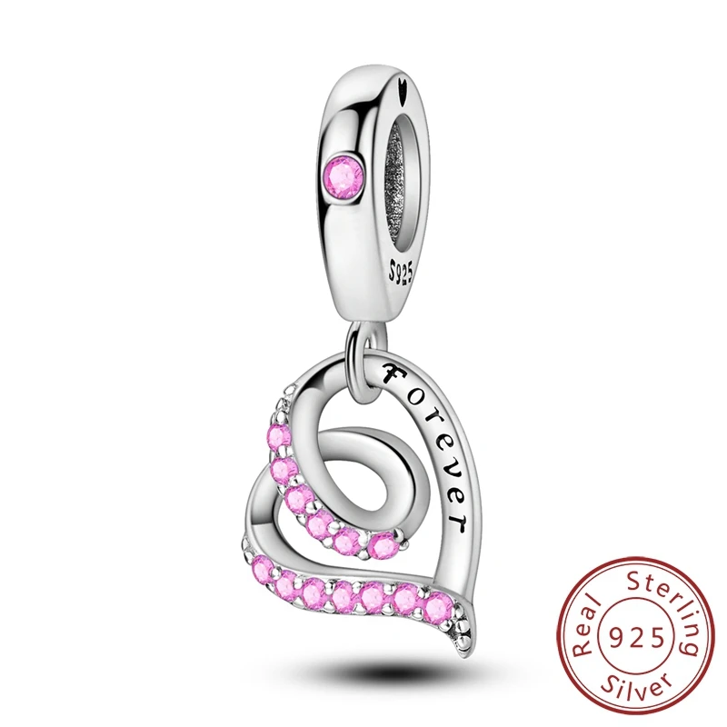 

925 Sterling Silver Eternal Love 3D Love Pendant Charms Beads Fit Original 925 Necklace Bracelet DIY Gift Women Party