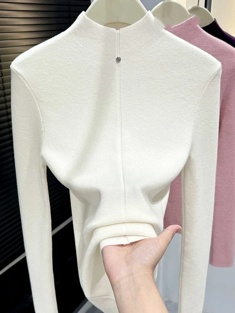 Solid Casual Versatile Slim Jumper Korean Style Turtleneck Knit Women Pullover 2026 Autumn Winter Long Sleeve Warm Sweater