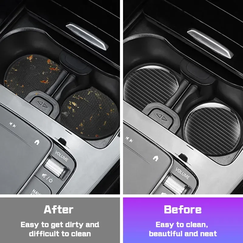 Car Interior Coaster Carbon fiber For Volvo Polestar 1 2 Polestar 3 4 2023 2024+ Non-slip Mat Water Cup Holder Pad Accessories