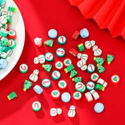50/100pcs Christmas Clay Beads Snowflake Christmas Tree Spacer Loose Bead for Earrings Necklace Bracelet Jewelry Making Supplies