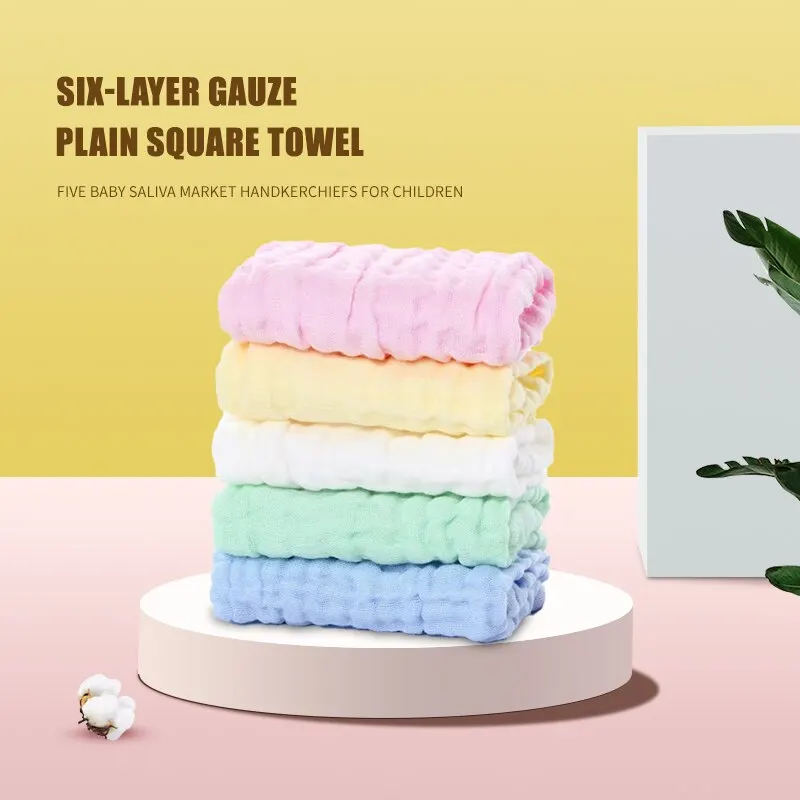 

5-Pack Soft Cotton Baby Washcloths (30x30cm) | Multi-Use Newborn Face Towel & Handkerchief | Absorbent Bathing & Feeding