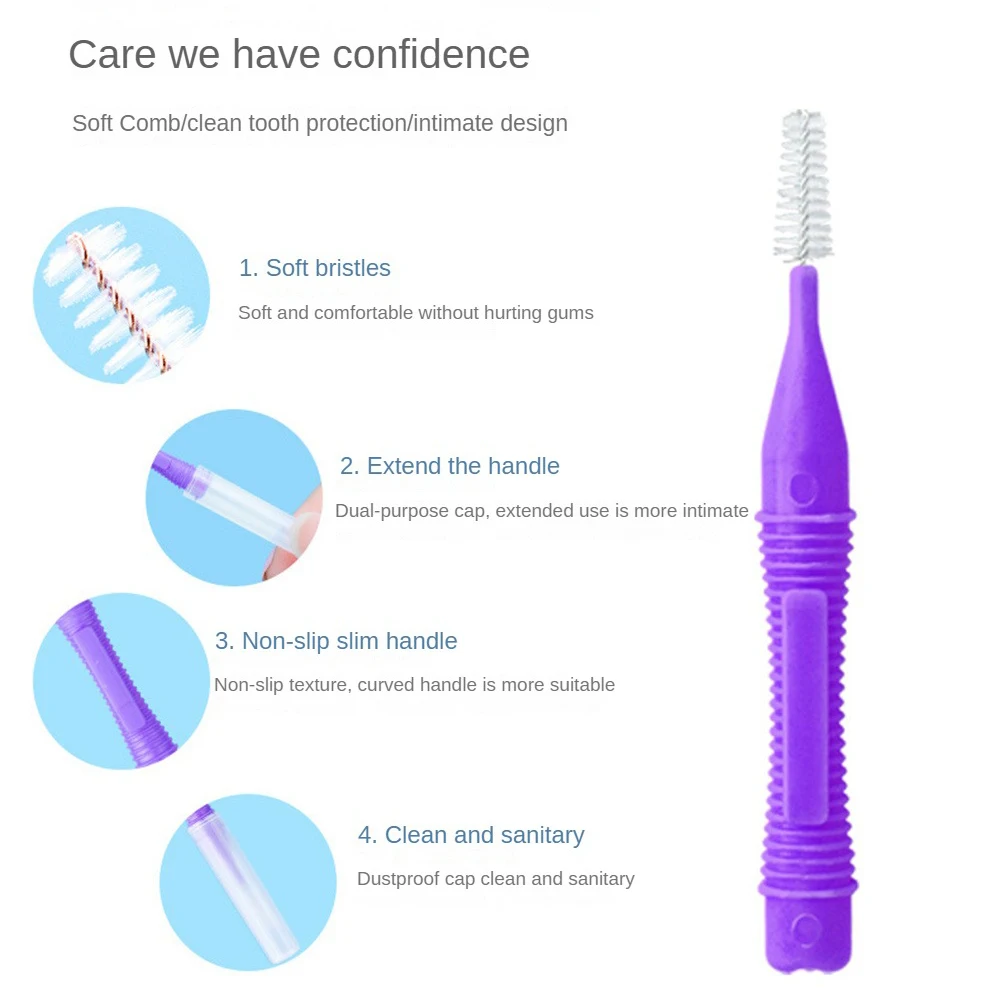 Brosse à dents interdentaire à nervures poussées pour soins bucco-dentaires, fil orthodontique, calibre importé, boîte de 0.4 à 1.0mm