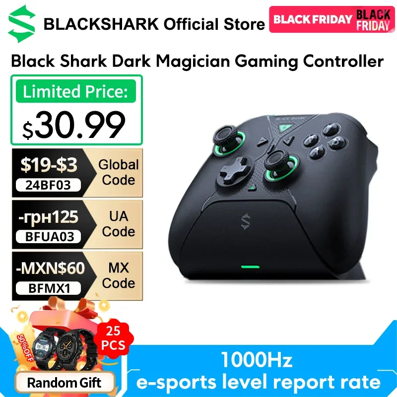 Global Version Black Shark Dark Magician Gaming Controller 12-bit ADC 4096 Joystick Sampling Points 1000Hz Wired Report Rate