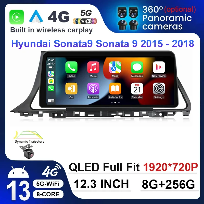 12.3 Inch Android 13 For Hyundai Classic Santa Fe 2006 2009-2015 Car Radio Multimedia Video Player QLED GPS Navigation DSP 360