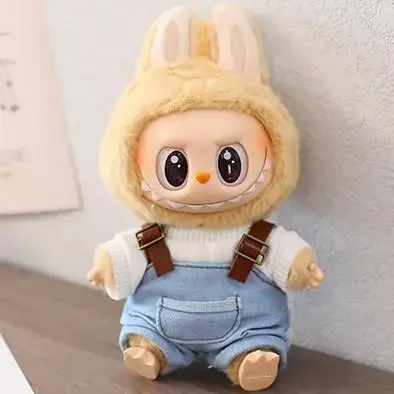 (Nur Stoff) Für 17 CM labubu Macaron 15 cm outfit Puppe Kleidung Overalls Schuhe für labubu tuch Nette Dekoration Kleine Kleidung