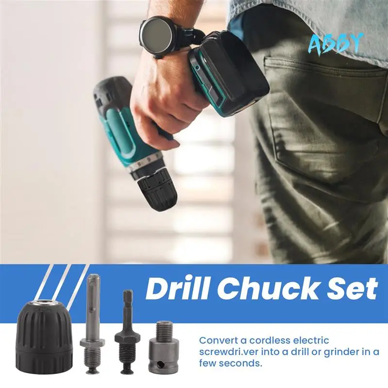 

ABBY-0.8-10Mm Precise Keyless Drill Chuck Converter 3/8Inch- 24UNF Thread Quick Change Adapter With SDS-Plus Hex Shank Socket