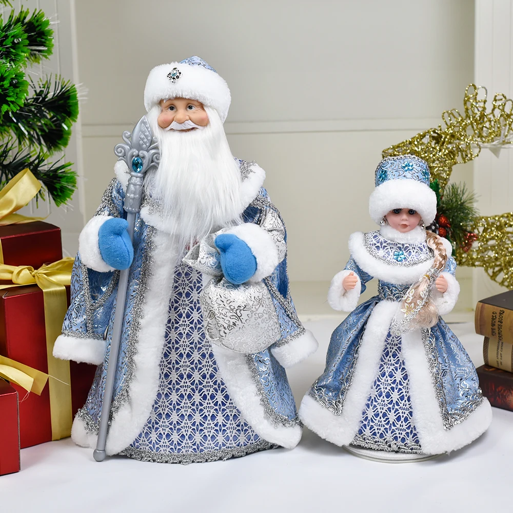 50cm Santa Claus Snow Maiden Candy Bucket with Music Storage Bag Plush Doll Christmas Decoration Gifts New Year Ornaments Decor