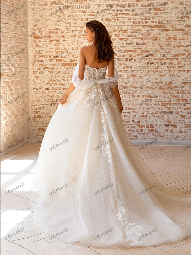 Vestidos de casamento vintage com bordado de flores 3D, vestidos de noiva glamorosos, vestidos sem encosto, 2024