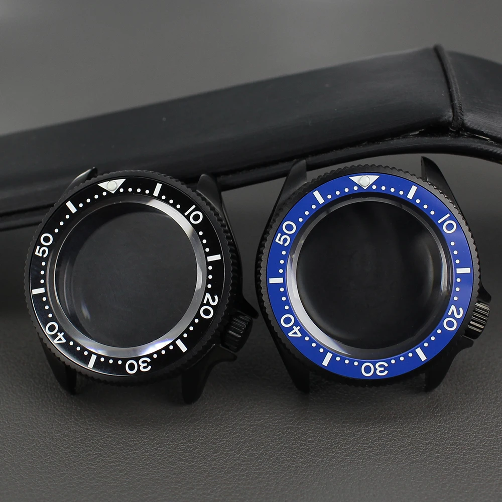 Black PVD 38mm 316L Stainless Steel Watch Case Ceramic Bezel Sapphire Crystal For NH35 NH36 4R35 4R36 Automatic Movement 28.5mm