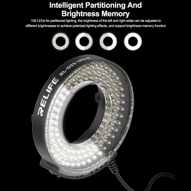 RELIFE RL-033 Ultra Intelligent Partition Control Microscope Light Source Tool 105 LEDs USB Interface Adjustable Brightness Lamp