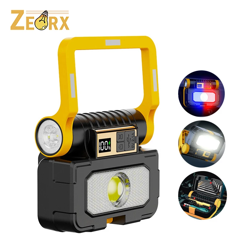 

Solar Work Light, Magnetic Portable with Multi Function Hardware Tools Rechargeable Camping Torches for Emergency, Garage Repair