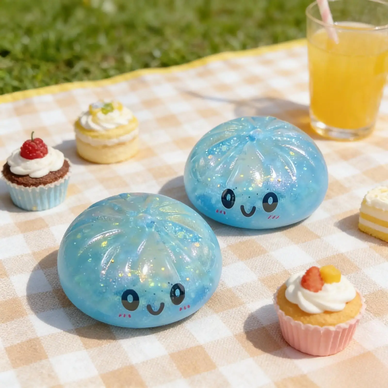 Glitter Steamed Bun Squishy Soft Toy Smile Rose Gold Fidget Sensory Toy Decompression Toy Stress Ball Adult Stress Relief Toys