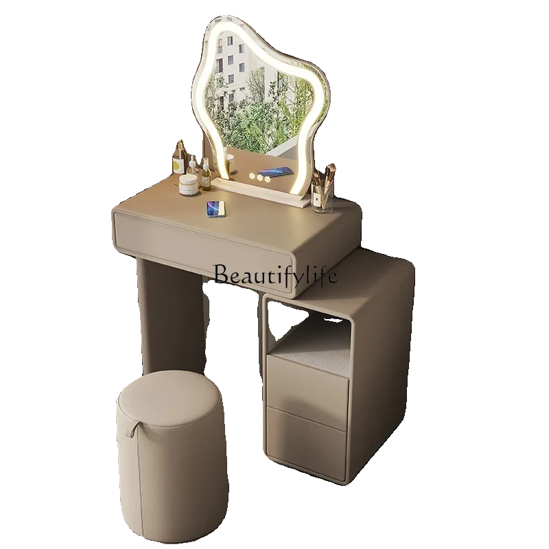 

FG11Dresser Cream Wind Storage Cabinet Integrated Retractable Small Unit Solid Wood Premium Bedroom Dressing Table