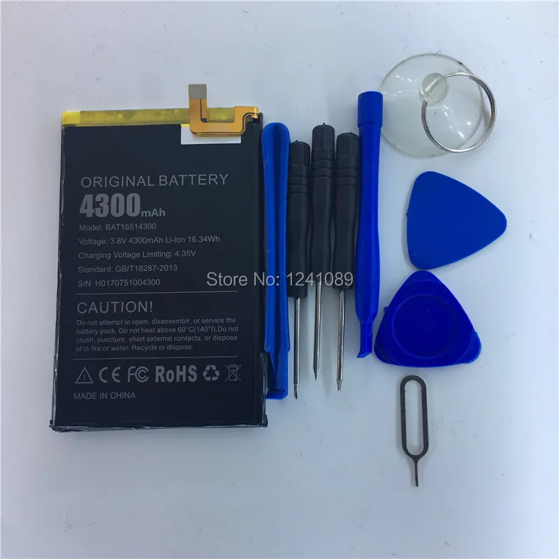 

Mobile phone battery for DOOGEE Y6 MAX battery 4300mAh Gift dismantling tool Long standby time for DOOGEE BAT16514300 battery