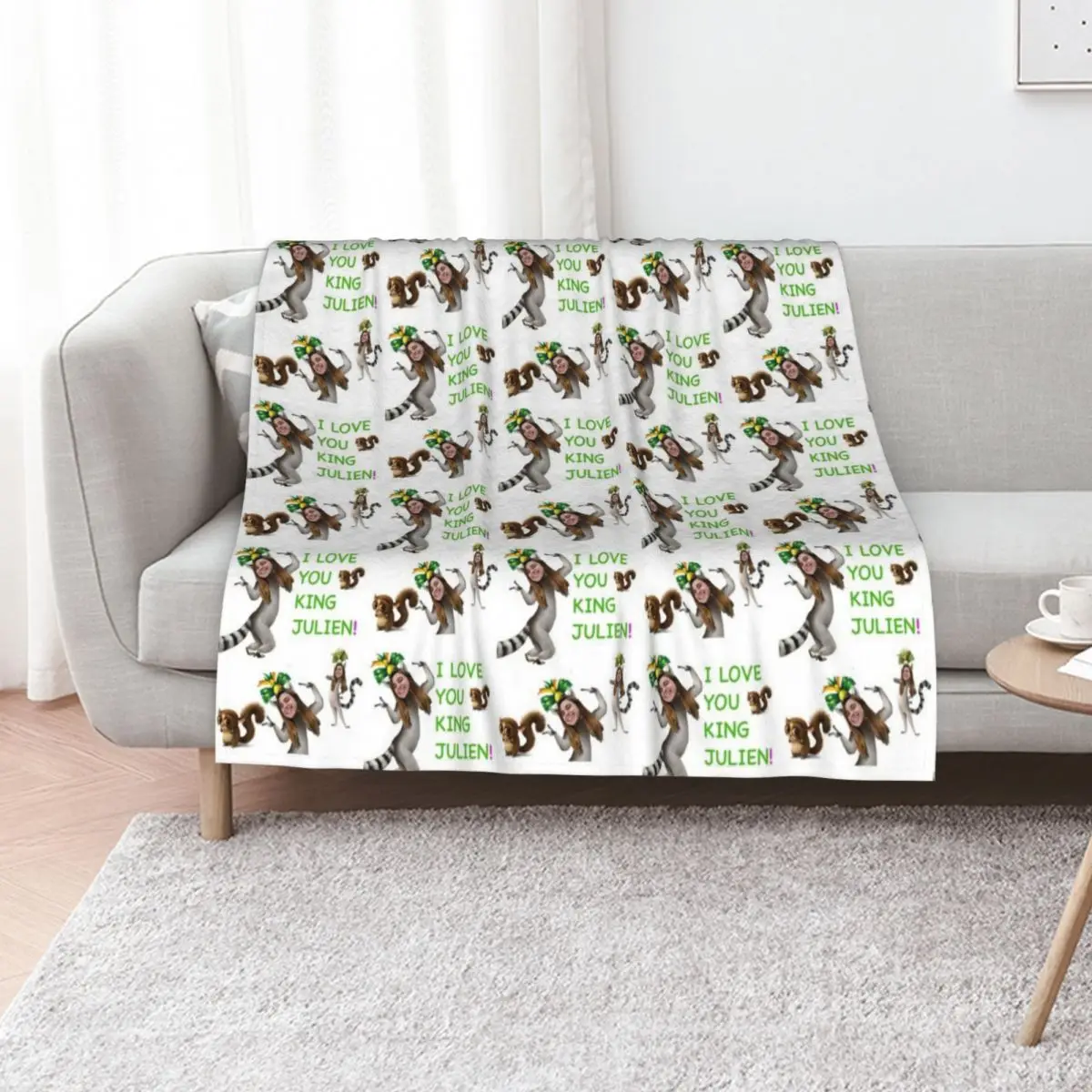 I Love You King Julien Baker Throw Blanket Soft Plaid Giant Sofa Multi-Purpose Flannel Luxury Throw Moving Blankets