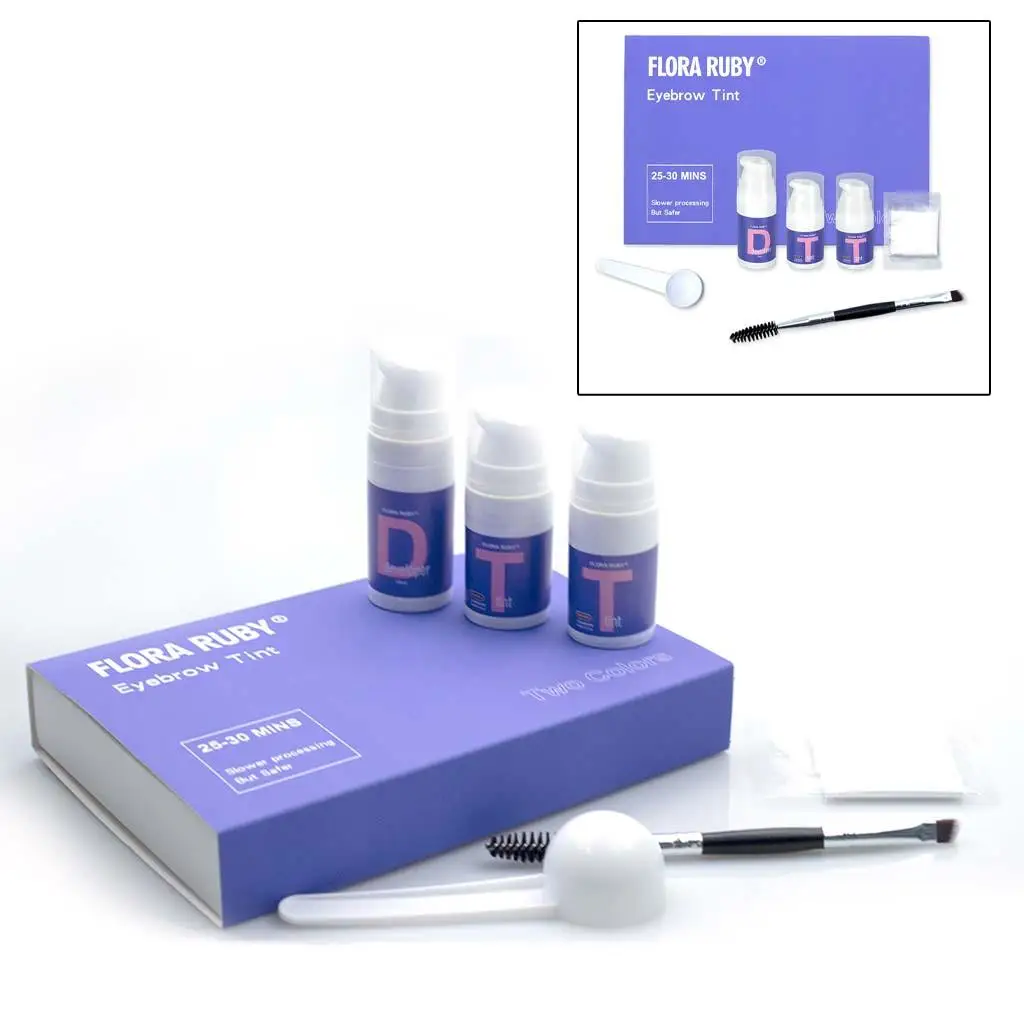 6-In-1 Eyebrow Eyelash Dye Kit with Dye Brush with Spoon for Home Salon
