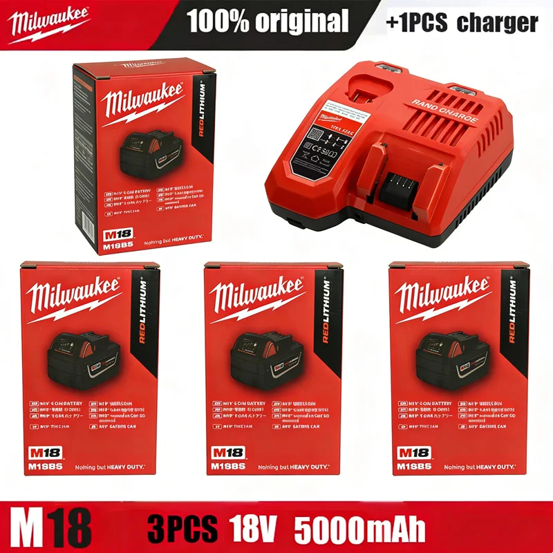 

M18B6 Original Milwaukee battery M18 6.0Ah 5.0Ah ,Milwaukee charger, 48-11-1860, 48-11-1850, 48-11-1840,Tool Lithium Battery