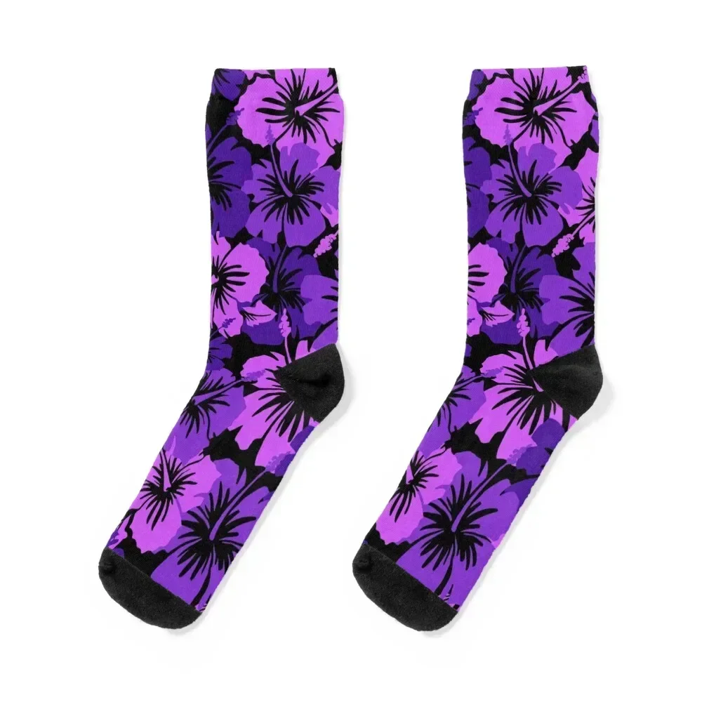 

Epic Hibiscus Hawaiian Floral Aloha Shirt Print - Purple Socks hip hop essential Men's Socks Luxury Women's