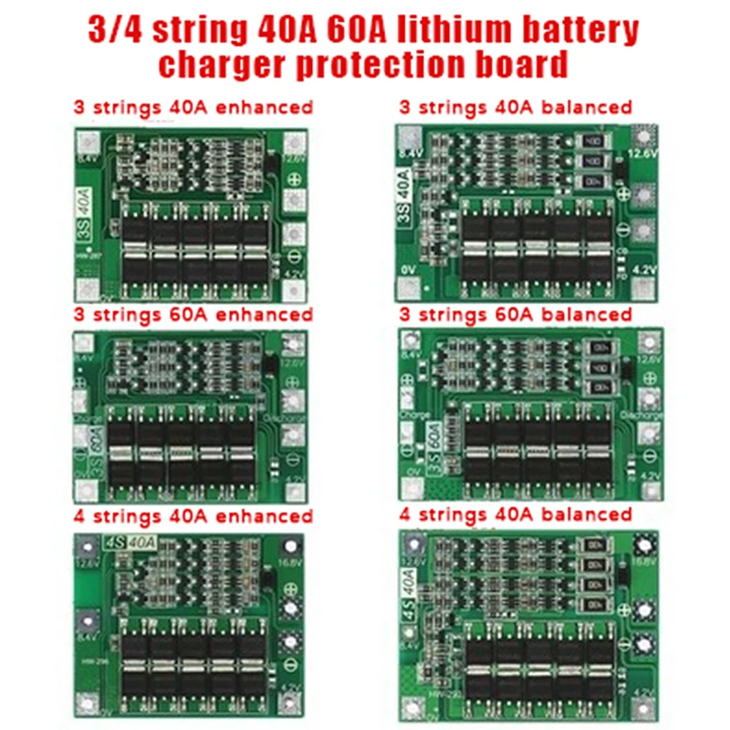 3 String 4 String 40A 60A Li-ion Lithium Battery Charger Protection Board Module Charger Protection Board Enhanced Version