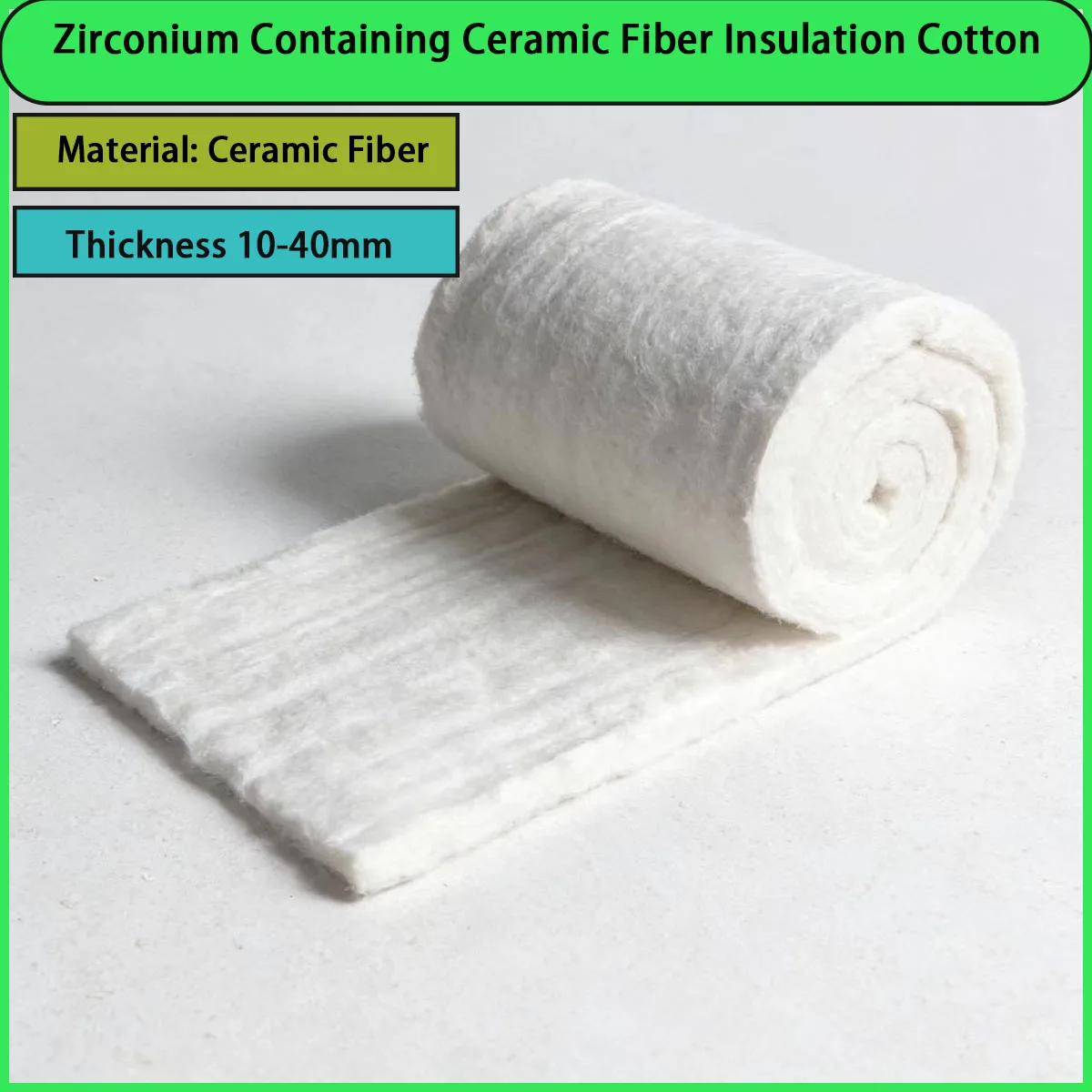 10-40mm thick zirconium containing ceramic fiber insulation cotton is used in metallurgy, chemical industry,ceramics, kilns, etc