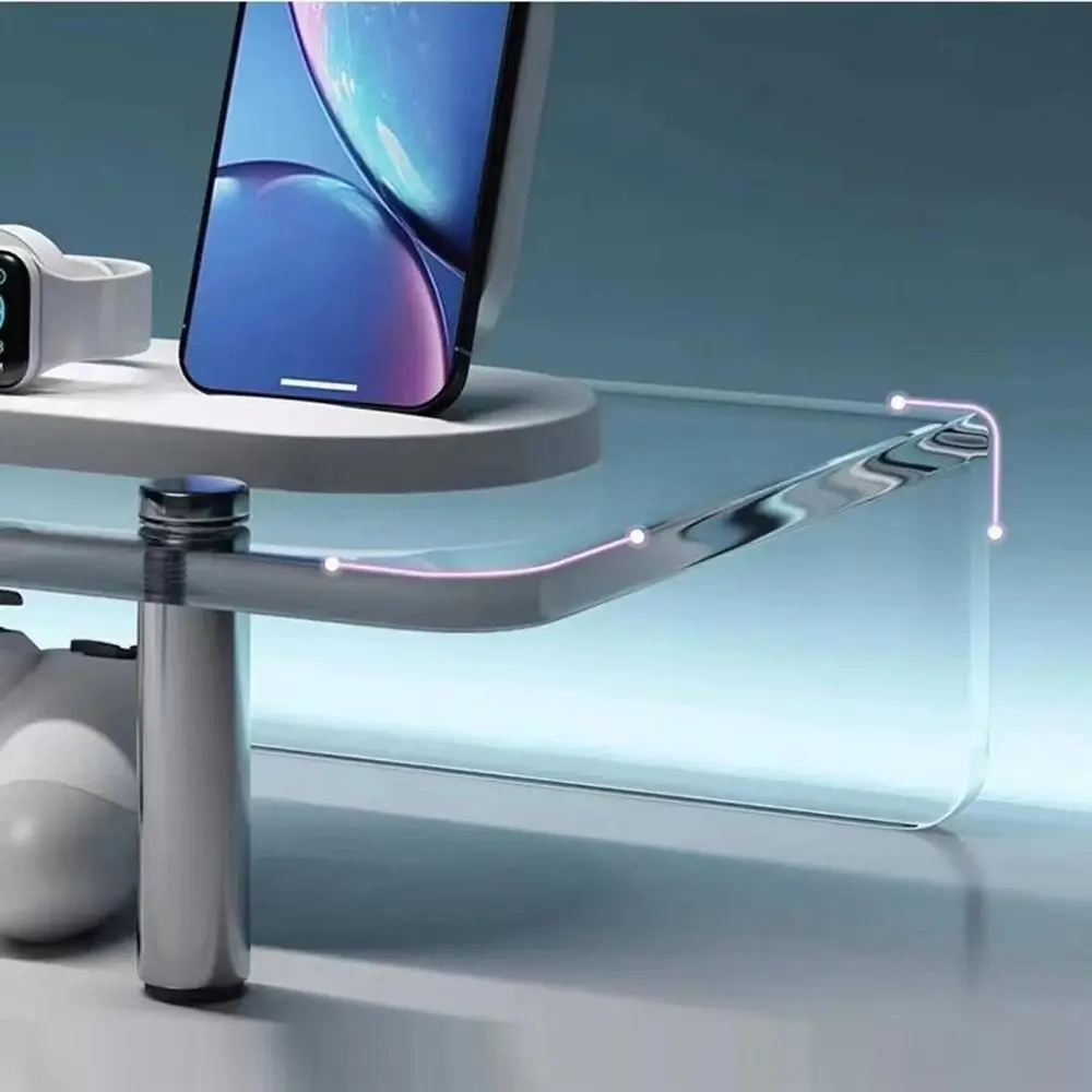 

Space-Saving Acrylic Computer Stand Protect Neck Stainless Steel Foot Clear Laptop Riser Non-slip Comfortable Viewing Height