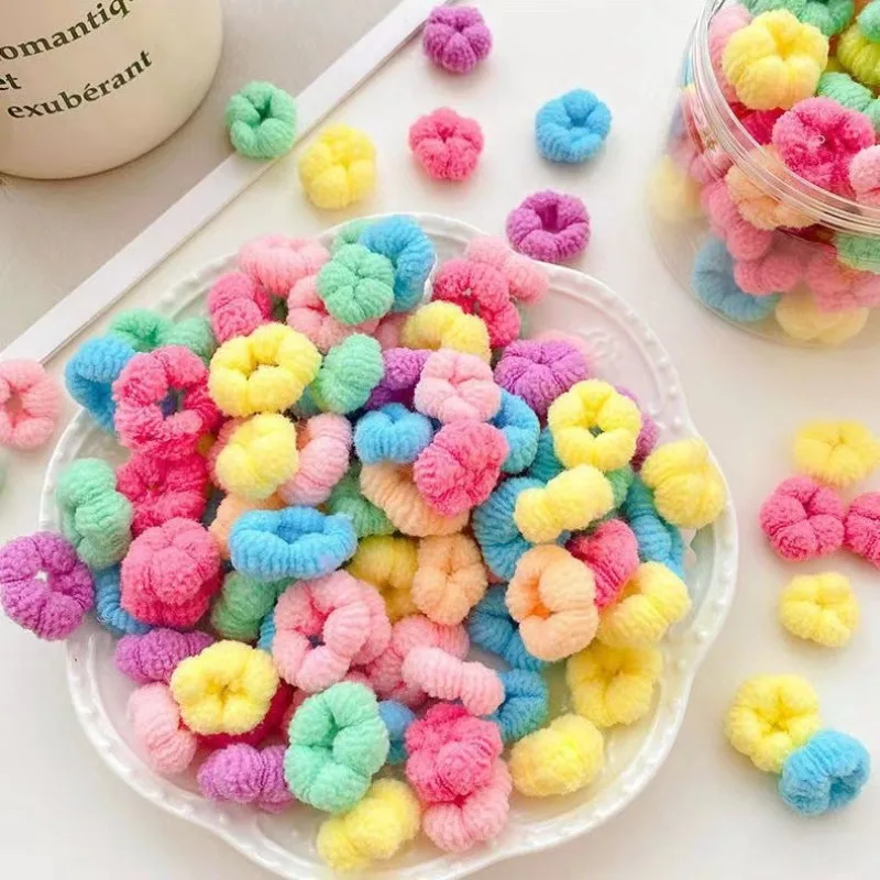 100PCS.Candy-Colored Seamless Kids' Hair Ties: Bulk Hair Bands for Toddlers—Gentle on Hair, Perfect for Cute Ponytails.