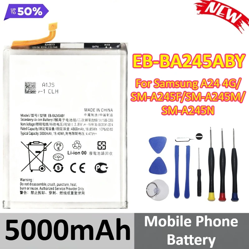 

EB-BA245ABY 5000mAh For Samsung A24 4G/SM-A245F/SM-A245M/SM-A245N Mobile Phone Battery+Tools