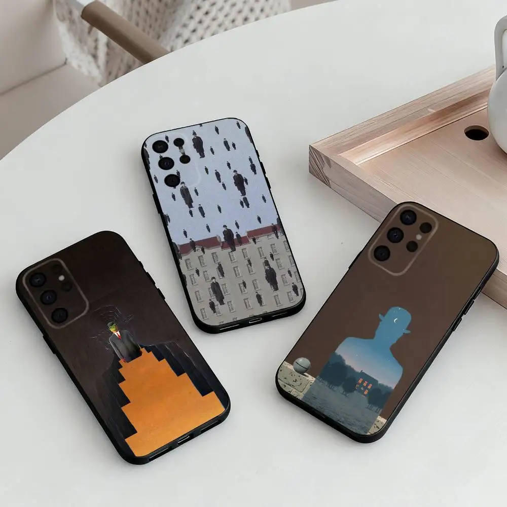 

R-Rene M-Magritte A-Art Phone Case For Samsung S25,24,23,22,30,21,10,9,Ultra,Plus,Lite,FE,4,5 G Soft Black Case