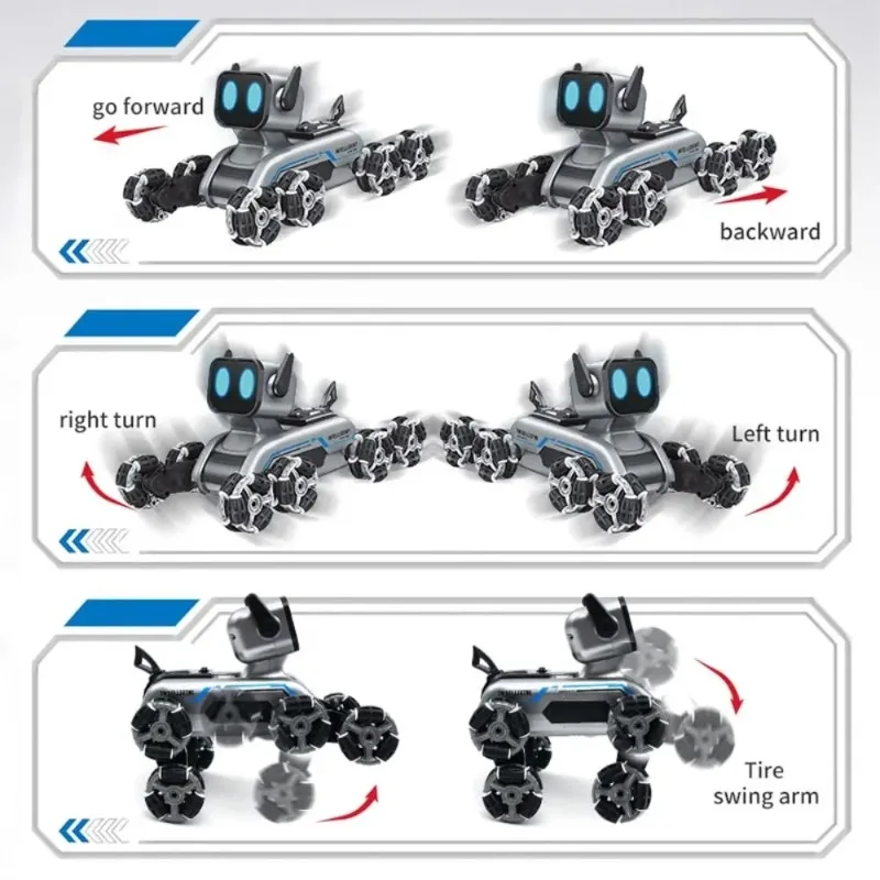 Robot chien télécommandé intelligent, jouet électrique mécanique pour enfants, cadeau pour garçon, cascadeur, huit roues, jouet à dérive fantaisie