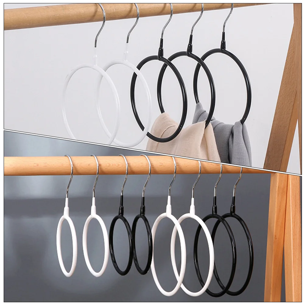 

4 Pcs Metal Round Clothes Rack Tie Scarves Scarf Rings Display Hanger Organizer Coat