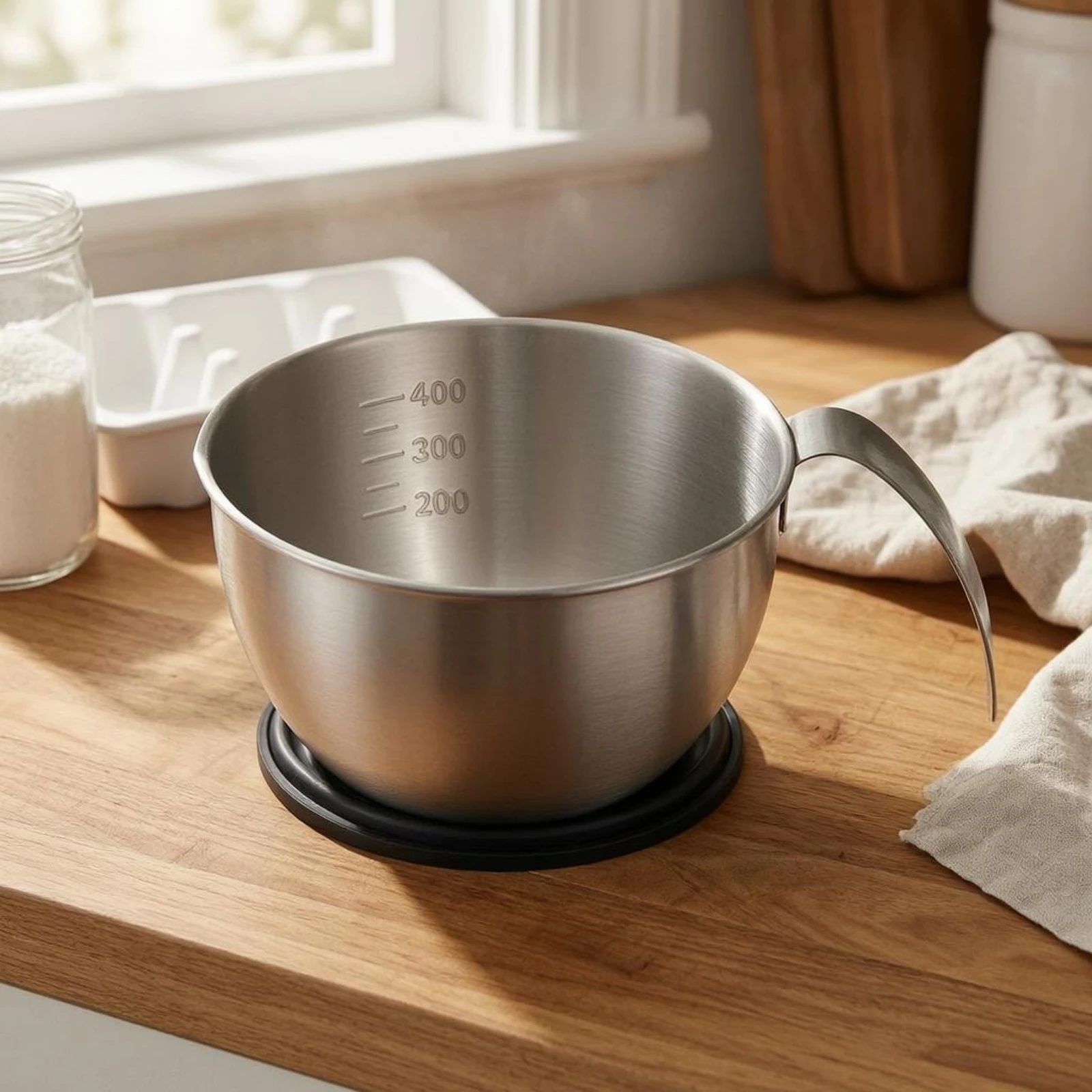 Handled Mixing Bowl Uncovered Rounded Shape Measuring Bowl Cooking Gear Rust Resistant