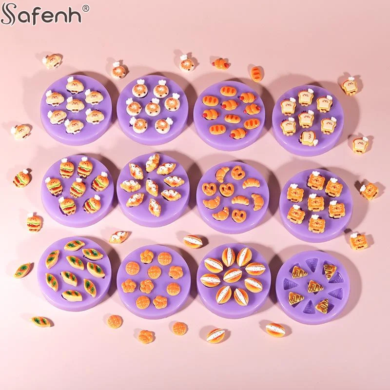 Mini Food Grade Silicone Mold Hamburger Cheese Bread Fries Shaped DIY Dropped Silicone Mold Handmade Decorating Jewelry Tool