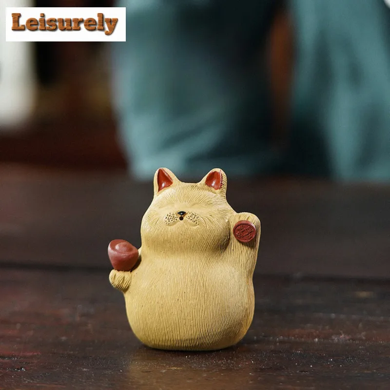 

Yixing Zisha Fortune Cat Tea Pet Boutique Tea Sculpture Tea Figurine Play Toys Tea Statue Ornaments Tea Ceremony Accessories