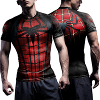 Men Compression Tights Sports T-Shirt Super Hero Spider 3D Digital Printed Fitness Shirt Spider Cosplay Workouts Running T-Shirt
