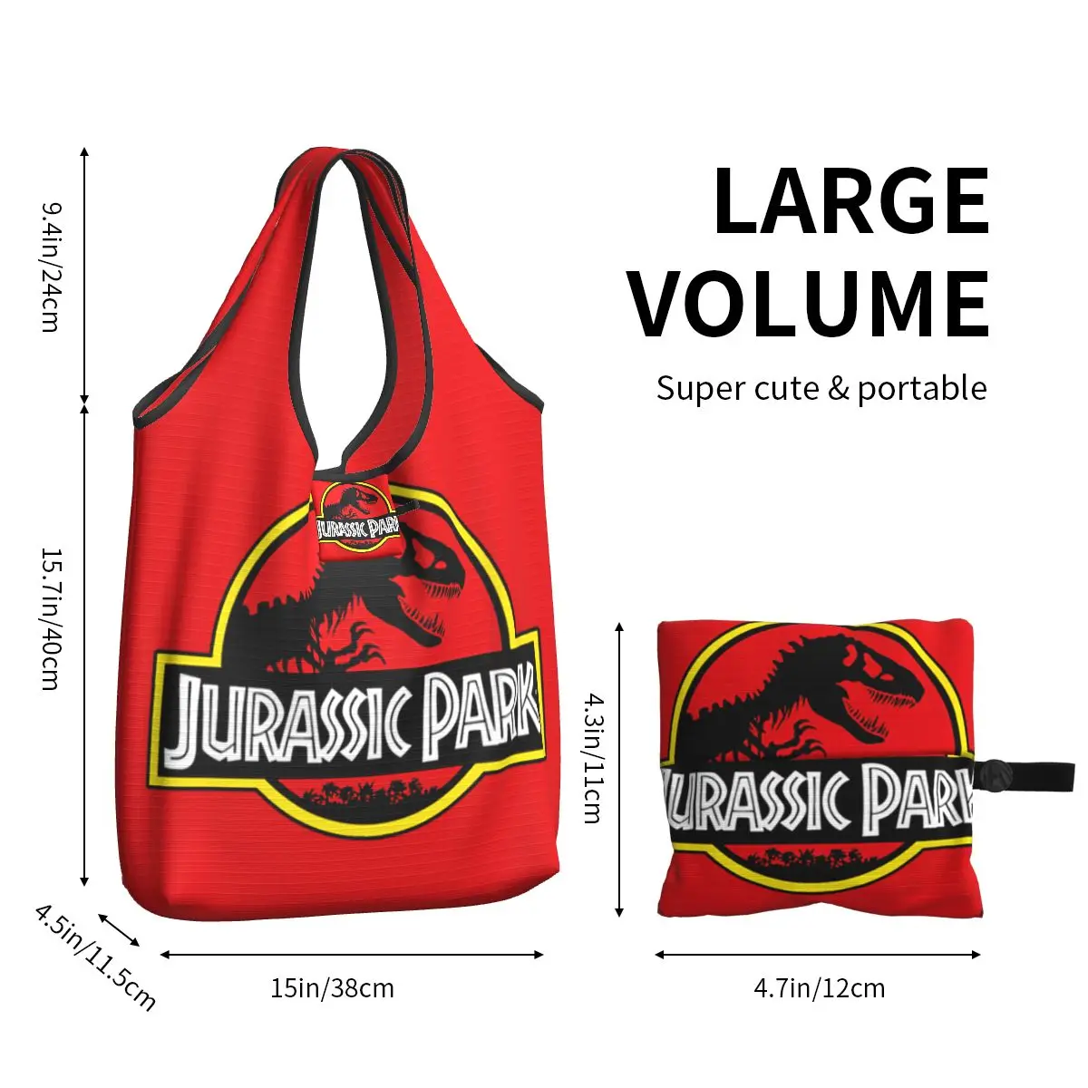 Custom Reusable Jurassic Parks Shopping Bag Women Tote Bag Portable Dinosaur World Groceries Shopper Bags