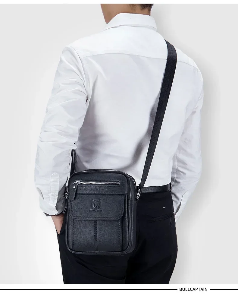 Bull captain lässige Herren Umhängetaschen Business Umhängetasche hochwertige Herren Rindsleder Tasche Mini große Kapazität Tasche – Detail 7