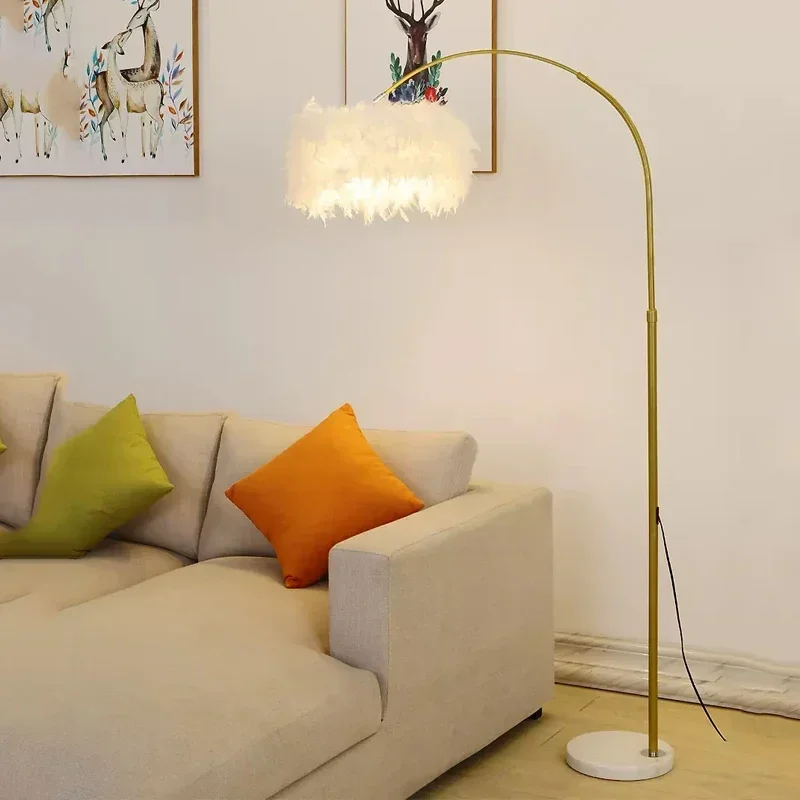 Modern Creative Fishing Feather Floor Lamp Living Room Sofa Decor Atmosphere LED Light Bedroom Study Bedside Reading Lighting