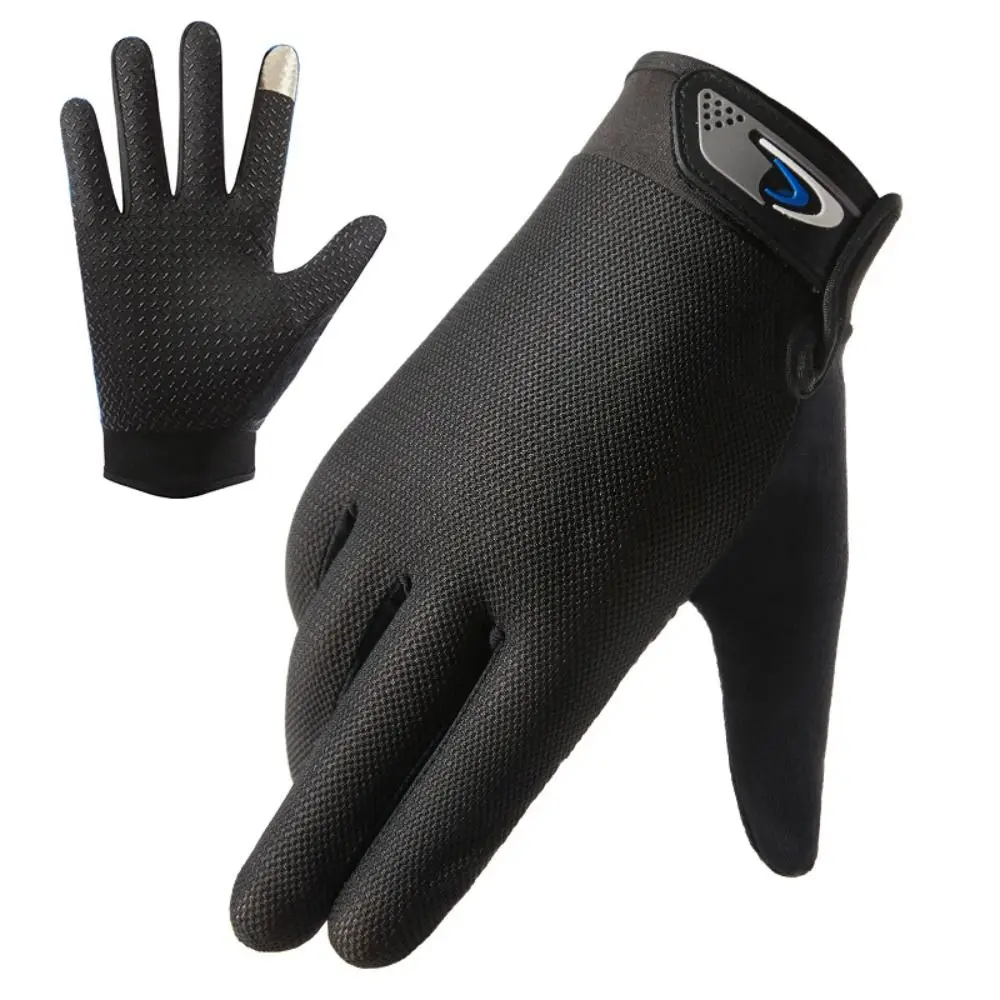 Men Full Finger Touch Screen Gloves Thin Breathable Ice Silk Silicone Non-slip Mittens Outdoor Sports Cycling Driving Gloves