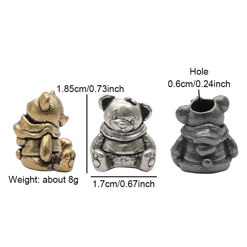 Cute Sitting Bear Brass Knife Bead EDC DIY Paracord Woven Bracelet Lanyard Pendants Accessories  Outdoor Tool Hangings Trinkets