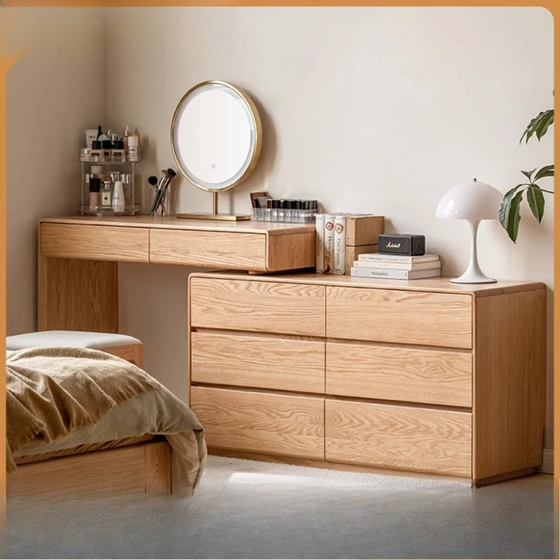 

Solid wood makeup table, bedroom, oak chest, dresser, integrated simple locker, retractable dressing table