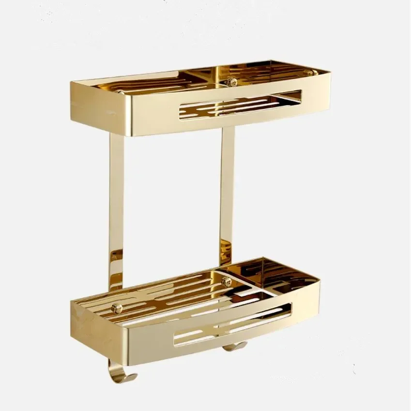 Wall Mounted Black/Gold/Rose Gold/White Square Bathroom Shelf Soap Basket Bath Shower Shelf Soap Basket Holder building material