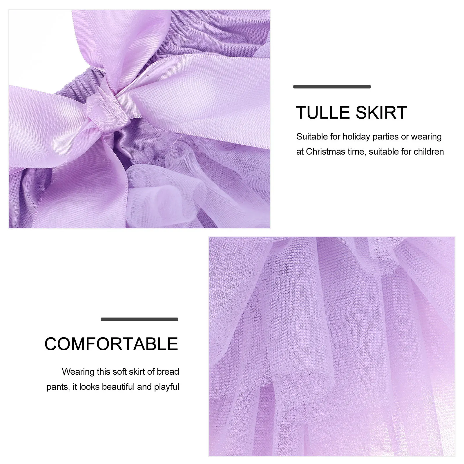 

1Pcs Baby Girls Tutu Skirt Purple Photography Props Newborn Birthday Dress Headwear Size S Gentle Satin Elastic Waistband