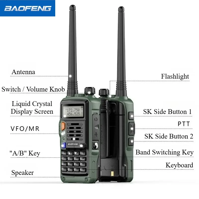BAOFENG UV-S9 plus Civil Walkie-talkie UV Double-segment Outdoor High-power Handset Radio Baofeng Walkie Talkie Long Range